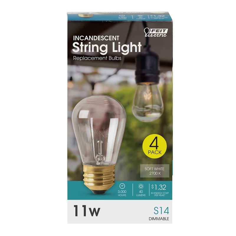 Feit Electric 11 W S14 Decorative Incandescent Bulb E26 (Medium) Soft White 4 pk, 1 of 2