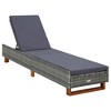 vidaXL Recliner Sunbed with Adjustable Backrest and Cushion, Durable Poly Rattan and Acacia Wood Base, Outdoor Gray Lounge Chair for Patio and Garden - 2 of 4