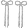Women Bridal Silver Bow Rhinestone Earrings Dangling for Women Chandelier Statement Tassel Earrings Sparkly Drop Crystal Earrings Halloween - 2 of 4