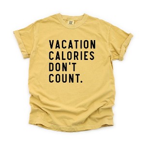 Simply Sage Market Women's Vacation Calories Dont Count Short Sleeve Garment Dyed Tee - 1 of 2