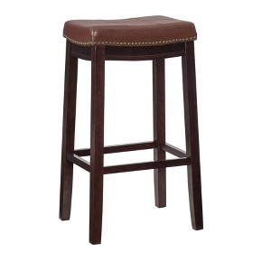 Padded Saddle Seat Barstool Hardwood - Linon - 1 of 4