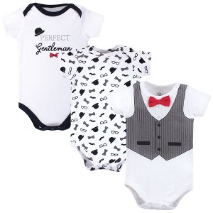 Little Treasure Baby Boy Cotton Bodysuits 3pk, Gentleman - 1 of 2