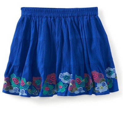 Aeropostale Womens Floral Smocked Embroidered Knit Tiered Skirt
