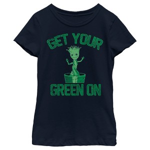 Girl's Marvel Groot St. Patrick's Day Get Your Green On T-Shirt - 1 of 4