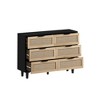 CAVINAS Modern 6 Drawer Double Dresser for Bedroom,Rattan Drawers with Wooden Pulls for Kids Room,Living Room,Entry and Hallway,Brown/Black - 4 of 4
