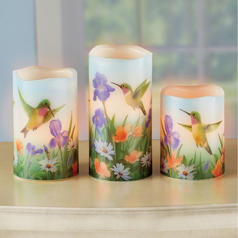 Collections Etc Realistic Flickering Flames Hummingbird Candle Set - Set of 3 3 X 3 X 5, 2 of 3