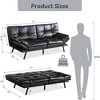 JUJABU Multifunctional Convertible Sleeper Futon Couch, Loveseat Faux Leather Memory Foam Modern Sofa, Light Black - 3 of 4