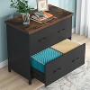 ORRD 2-Drawer Lateral File Cabinet with Printer Stand, Rustic Brown Wood & Black Steel Industrial Storage for A4/Letter Files, Home Office - 4 of 4