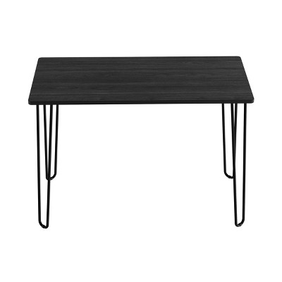 Black Wood Hairpin Leg Desk with Drawer