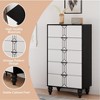5 Drawers Dresser, Modern Wooden Tall Dresser with Deep Drawers, Chest of Drawers for Bedroom, Living Room, Hallway, Entryway, Black and White - 2 of 4