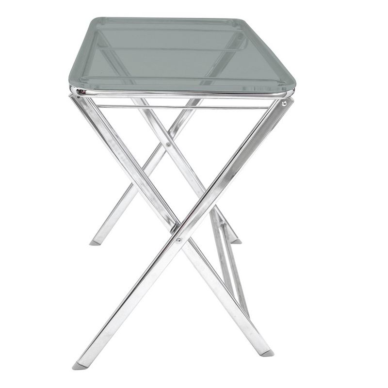 LeisureMod Victorian Mid-Century Modern Folding Side Table with Chrome Legs, 3 of 9