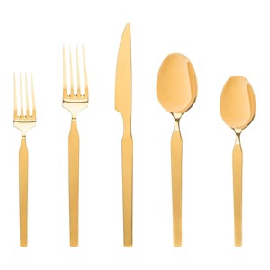 Godinger Silver 20pc Podium Mirrored Stainless Steel Flatware Set Gold - 1 of 3