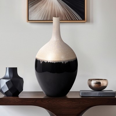 Modern Ceramic Vase with Sculptural Form - Contemporary Decorative Appeal - Bold Visual Texture in Artisan-Inspired Home Accent Decor - Two-Tone