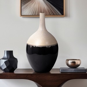 Modern Ceramic Vase with Sculptural Form - Contemporary Decorative Appeal - Bold Visual Texture in Artisan-Inspired Home Accent Decor - Two-Tone - 1 of 4