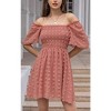 EXLURA Women's Summer Casual Square Neck Dresses Ruffle Short Sleeve Swiss Dot Flowy Mini Dress - 4 of 4