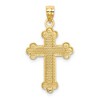 Black Bow Jewelry 14k Yellow Gold Textured & Polished Budded Cross Pendant - 3 of 4