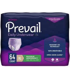 Prevail Adult Incontinence Underwear for Women, Pull On with Tear Away Seams, Maximum Absorbency - 1 of 4