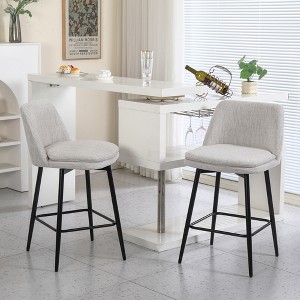 Counter Height Swivel Bar Stools Set of 2, 360¡ã Swivel Upholstered Barstools with Back, Metal Legs, 25.6" Seat Height for Kitchen - 1 of 4