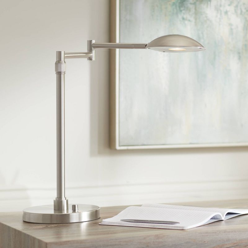 Possini Euro Design Eliptik Modern Desk Table Lamp 24 1/2" High Satin Nickel LED Swing Arm Adjustable Height for Bedroom Living Room Nightstand Office, 2 of 10