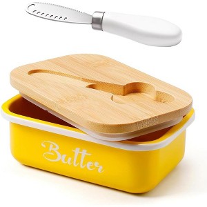 Metal Butter Dish with Lid and Stainless Steel Butter Knife, Double Silicone Seal for Freshness, Durable, Easy to Clean - 1 of 4