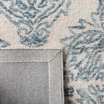 Handmade Premium Wool 6' Square Blue Abstract Tufted Rug