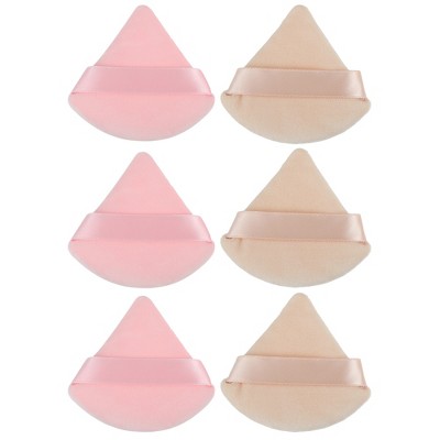 Unique Bargains Soft Triangle Puff Loose Powder Blender Beauty Makeup Tool  Short Plush Pink 6 Pcs