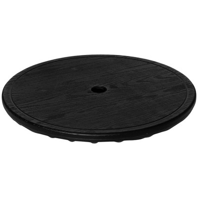 Outsunny 20" Umbrella Table Tray Portable Round Table Top for Beach, Patio, Garden, Swimming Pool, Deck, Black