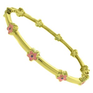 ELLEN 18k Gold Overlay Enamel Flower Design Bangle - Pink, Women