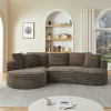 120.9" Oversized Modern Curved Corduroy Sectional Sofa with Throw Pillows, L-Shaped Sleeper Couch for Living Room or Family Lounge – The Pop Home - 2 of 4