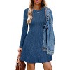 2025 Women's Long Sleeve Sweater Dress for Fall, Crew Neck Knit Midi Dress Navy - 4 of 4