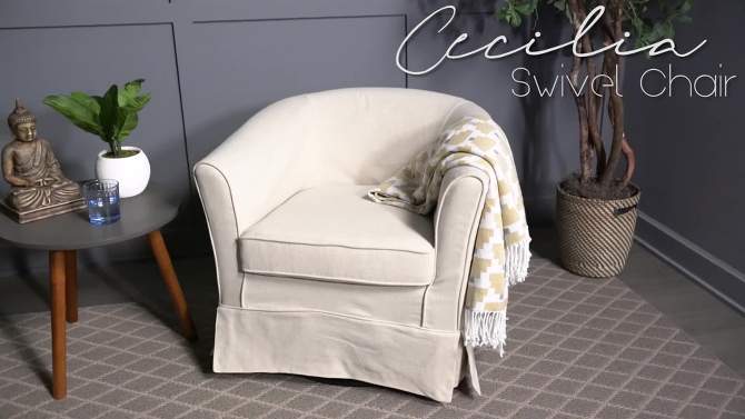 Cecilia Fabric Swivel Club Chair - Christopher Knight Home, 2 of 10, play video
