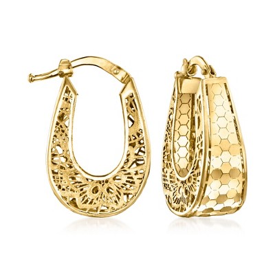 Ross-Simons Italian 18kt Yellow Gold Filigree Hoop Earrings