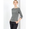 Allegra K Women's Work Office 3/4 Sleeve Boat Neck Houndstooth Printed Blouse - 4 of 4