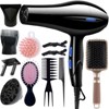 Morfone 12pcs-in-1 multi-function hair dryer with comb and hair clips, featuring high power and capable of both heating and cooling. - 2 of 4