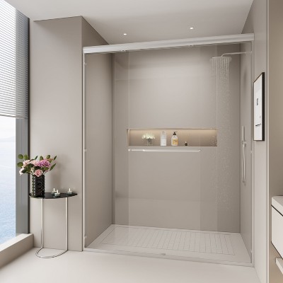 NicBex Shower Door 72"H Semi-frameless Double Bypass Bathroom Sliding Shower Door with 1/4" (6mm) Tempered Glass for Walk-in Shower