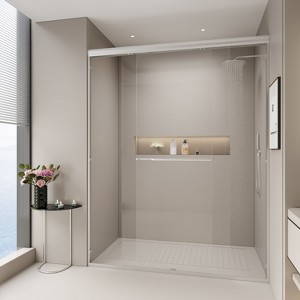 NicBex Shower Door 72"H Semi-frameless Double Bypass Bathroom Sliding Shower Door with 1/4" (6mm) Tempered Glass for Walk-in Shower - 1 of 4