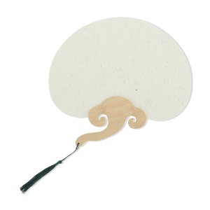 Unique Bargains Portable Double-Sided Short Handle Round Xuan Paper Plover Folding Fan 1 Pc - 1 of 4