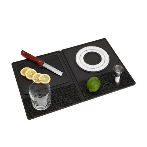 True Bar Mat, Multipurpose Black Silicone Cocktail Prep Station, Rimmer,  Cutting Board, Drying Mat, Set of 1