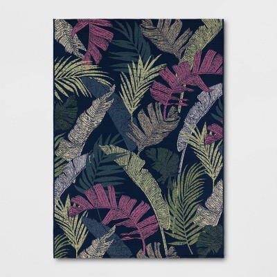 5'x7' Palm and Banana Tropical Outdoor Area Rug Navy Blue - Threshold™