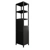 VYNXARIA Storage Tall Slim Cabinet w/ Shutter Door , 3 Tier Shelves, Bamboo Freestanding Linen Tower for Living Room, Kitchen, Bathroom ,Black - 4 of 4