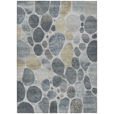 Pewter Beige And Ivory Geometric Washable Indoor Outdoor Area Rug