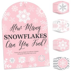 Big Dot of Happiness Pink Winter Wonderland Snowflake Birthday Party and Baby Shower Scavenger Hunt - 1 Stand and 48 Game Pieces - Hide and Find Game - 1 of 4