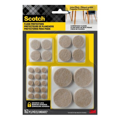 Scotch 2'' X 2'' X 0.2'' Floor Pad 162ct: Felt Chair Leg Protectors, Anti-Scratch, Beige PET Material, 0.2" Thick