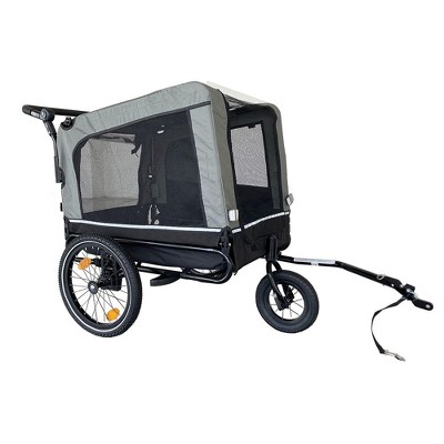 Munora - Outdoor Heavy Duty Foldable Utility Pet Stroller & Bicycle Trailer - 28"L x 19"H - Black/Gray Steel Dog Carrier