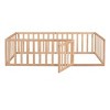 YOOCOZZ Kids' Wooden Floor Bed Frame with Fence and Door, Twin Size - Natural - 3 of 4