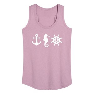 Women's - Instant Message - Nautical Symbols Graphic Racerback Tank - 1 of 4