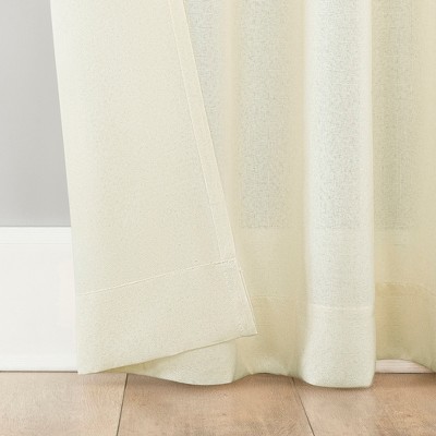 Ivory Polyester Sheer Tab Top Window Panel with Bow Embellishment