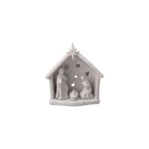 Storied Home Stoneware Holy Family Tealight Holder, White - 1 of 3