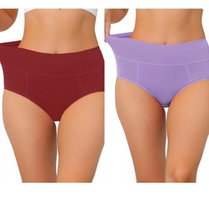 Allegra K Women's High Waist Available in Plus Size Tummy Control Briefs 2 Packs - 1 of 4