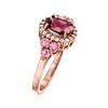 Ross-Simons 1.30 Carat Rhodolite Garnet and .10 ct. t.w. Pink Tourmaline Ring With .20 ct. t.w. White Zircon in 18kt Rose Gold Over Sterling - 3 of 4